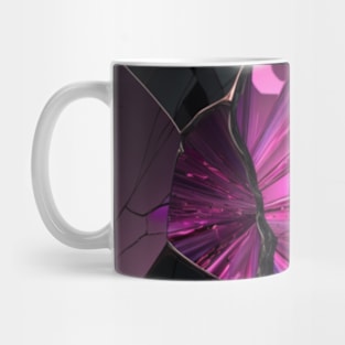 Glass crack pattern, with pattern, detailed, black, pink Mug